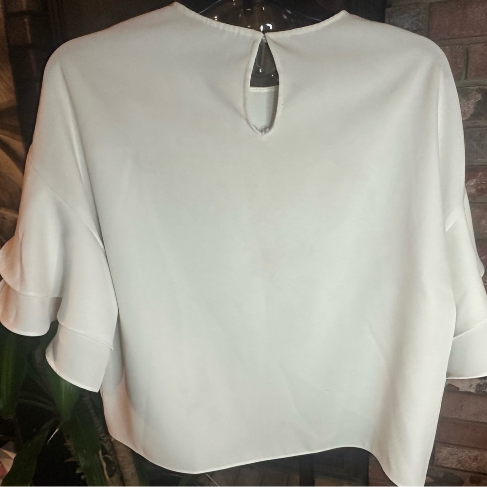 Zara White Ruffle Sleeve Blouse - Picture 5 of 5